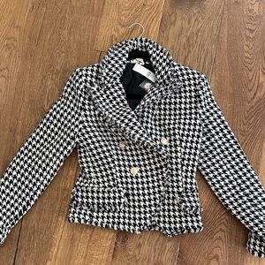 Anthropologie Black and White Houndstooth Blazer